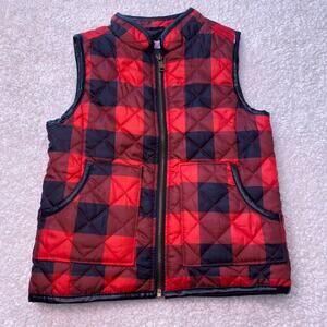 Pinc Premium Red and Black Plaid Puffer Vest Small